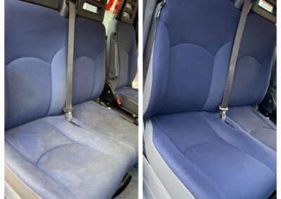 Почистване на автомобилни седалки преди и след.