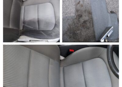 Чистене на автомобилни седалки и стелка, преди и след.