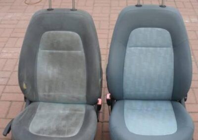 Почистени и мръсни автомобилни седалки за сравнение.